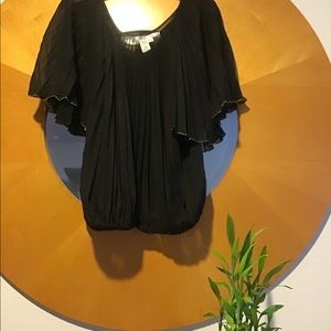Black & Gold Pleated Shear 100% Polyester Shirt